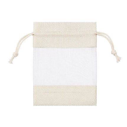 Linen Mesh Drawstring Bags 20 Pack 10x15.5cm Beige Brown