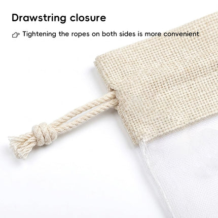 Linen Mesh Drawstring Bags 20 Pack 10x15.5cm Beige Brown