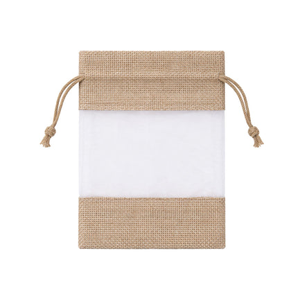 Linen Mesh Drawstring Bags 20 Pack 15x20.5cm Beige Brown
