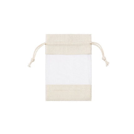 Linen Mesh Drawstring Bags 20 Pack 10x15.5cm Beige Brown