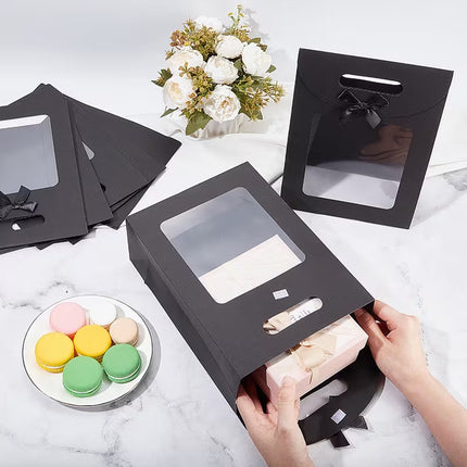 24PCS Bow Gift Boxes with Clear Window Aesthetic for Candy Gift Packaging Use