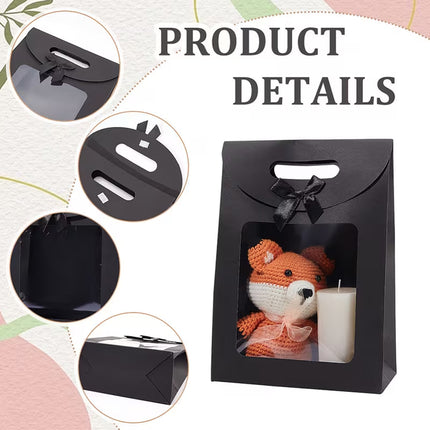 24PCS Bow Gift Boxes with Clear Window Aesthetic for Candy Gift Packaging Use
