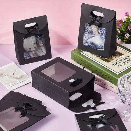24PCS Bow Gift Boxes with Clear Window Aesthetic for Candy Gift Packaging Use