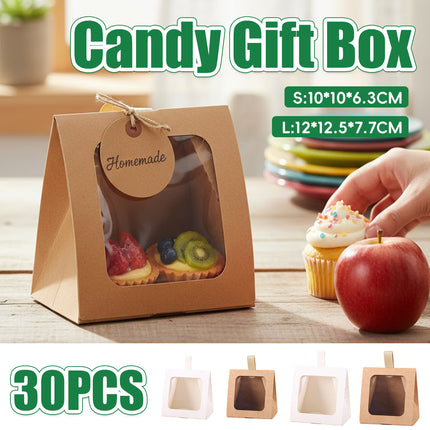 30PCS Tote Candy Gift Boxes 2 Size Clear Window for Candy Gift Packaging Use AU