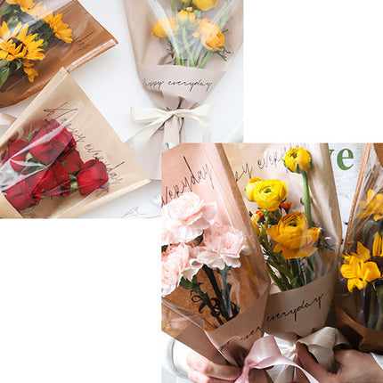 2Packs Kraft Paper Gift Bags Aesthetic Durable for Holiday Flower Gift Packaging