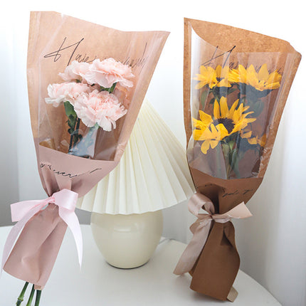 2Packs Kraft Paper Gift Bags Aesthetic Durable for Holiday Flower Gift Packaging