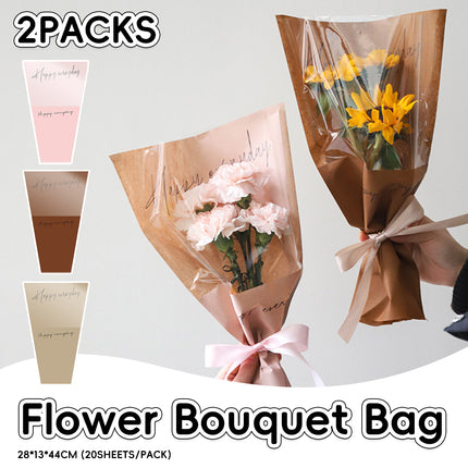 2Packs Kraft Paper Gift Bags Aesthetic Durable for Holiday Flower Gift Packaging
