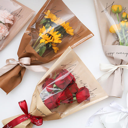 2Packs Kraft Paper Gift Bags Aesthetic Durable for Holiday Flower Gift Packaging