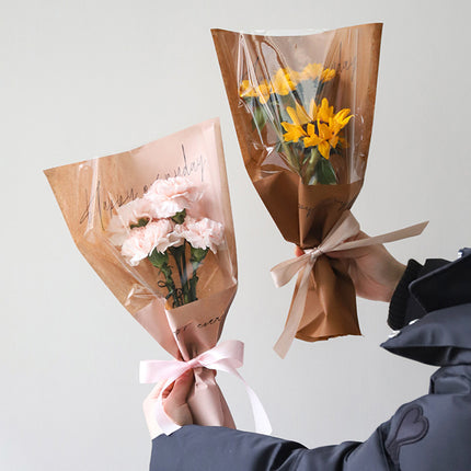 2Packs Kraft Paper Gift Bags Aesthetic Durable for Holiday Flower Gift Packaging