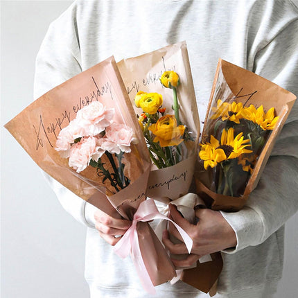 2Packs Kraft Paper Gift Bags Aesthetic Durable for Holiday Flower Gift Packaging