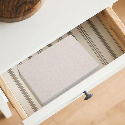 Linen Photo Storage Box 20x15x4cm Black Beige Grey