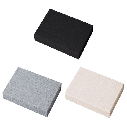 Linen Photo Storage Box 20x15x4cm Black Beige Grey