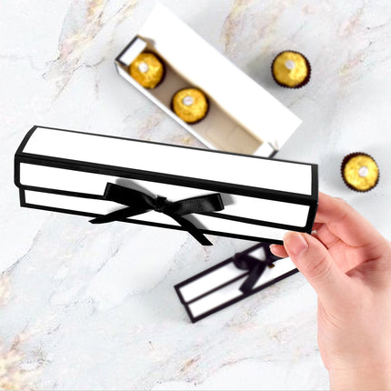 20PCS Rectangular Bow Chocolate Box Long Candy Boxes for Birthday Wedding