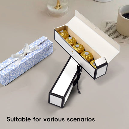 20PCS Rectangular Bow Chocolate Box Long Candy Boxes for Birthday Wedding