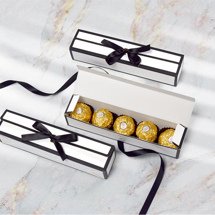 20PCS Rectangular Bow Chocolate Box Long Candy Boxes for Birthday Wedding