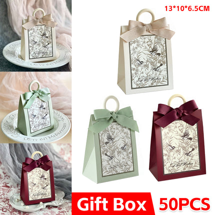 50PCS Gift Bags 3 Colours Aesthetic French Forest Theme Party Packing Bags