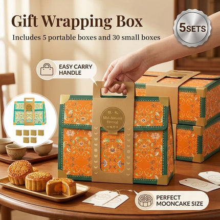 Mid Autumn Moon Cake Gift Box Sets 5 Pack 3 Colours