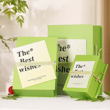 Book Style Magnetic Flip Gift Box Set with Handbag Card Ribbon for Wedding