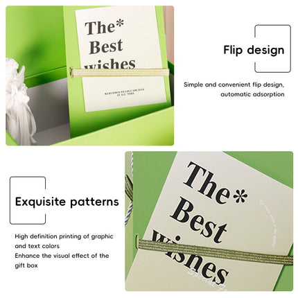 Book Style Magnetic Flip Gift Box Set with Handbag Card Ribbon for Wedding