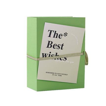 Book Style Magnetic Flip Gift Box Set with Handbag Card Ribbon for Wedding