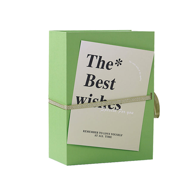 Book Style Flip Lid Gift Box Set with Handbag Card Ribbon for Wedding