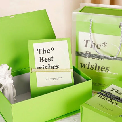 Book Style Magnetic Flip Gift Box Set with Handbag Card Ribbon for Wedding