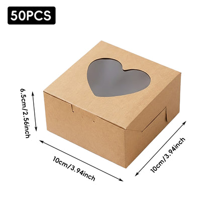 50Pcs Clear Window Dessert Cake Packaging Gift Box Bakery Treat Party Treat Box