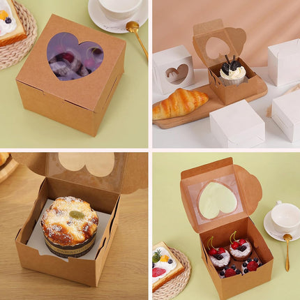 50Pcs Clear Window Dessert Cake Packaging Gift Box Bakery Treat Party Treat Box