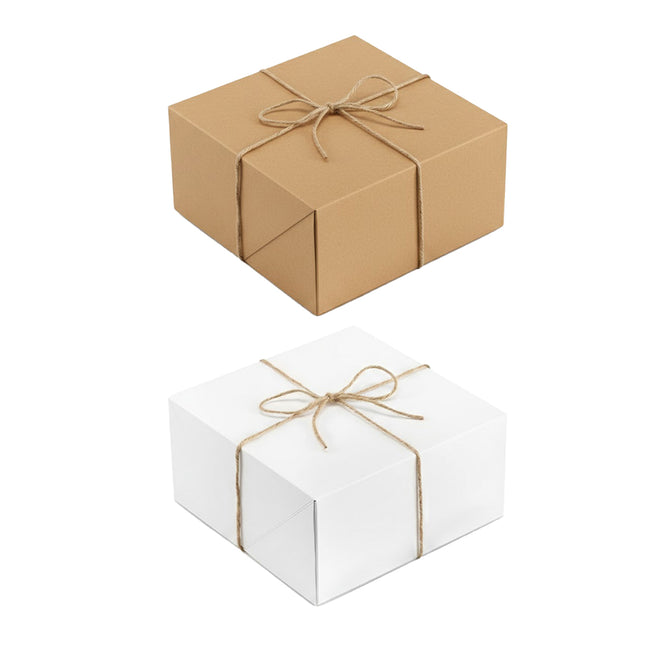 10Pcs Kraft Gift Boxes Set with Jute Rope 8x8x4 Inch Party Favour Packaging