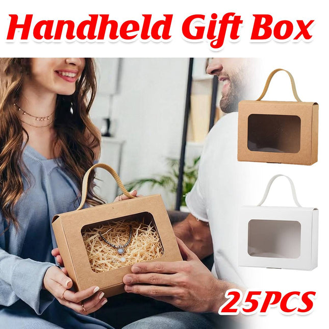 25Pcs Creative Window Gift Box Handle Cardboard Packaging Party Retail Box