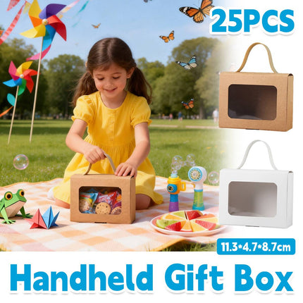25Pcs Creative Window Gift Box Handle Cardboard Packaging Party Retail Box