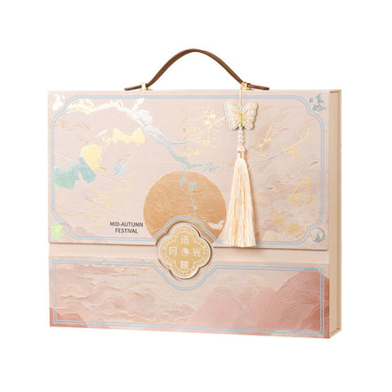 Pink Handheld Moon Cake Gift Box with 8 Inner Trays