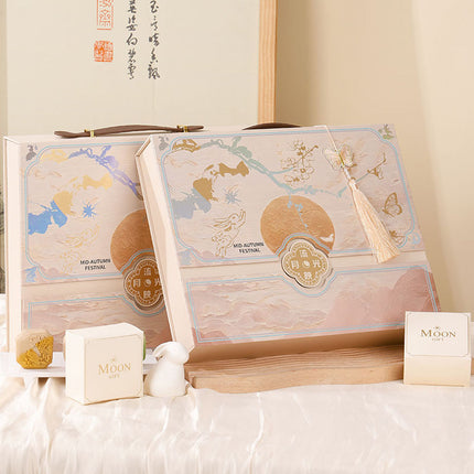 Pink Handheld Moon Cake Gift Box with 8 Inner Trays