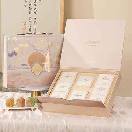 Pink Handheld Moon Cake Gift Box with 8 Inner Trays