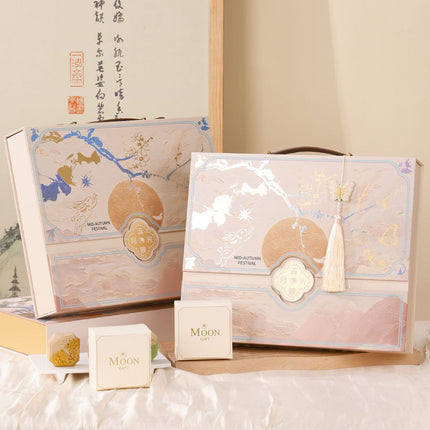 Pink Handheld Moon Cake Gift Box with 8 Inner Trays