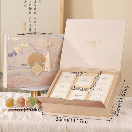 Pink Handheld Moon Cake Gift Box with 8 Inner Trays
