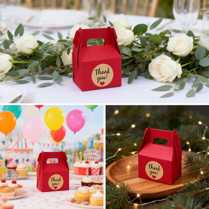 3 Packs Handheld Kraft Paper Gift Boxes with Thank-you Stickers Party Favor Use