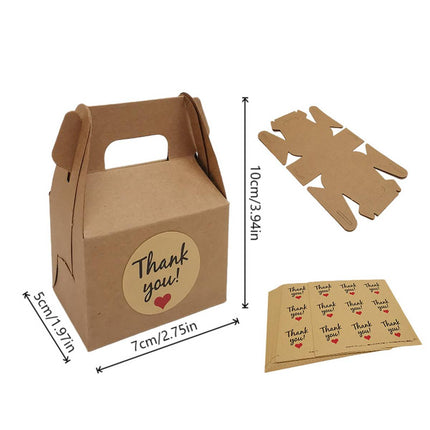 3 Packs Handheld Kraft Paper Gift Boxes with Thank-you Stickers Party Favor Use
