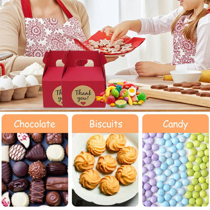 3 Packs Handheld Kraft Paper Gift Boxes with Thank-you Stickers Party Favor Use