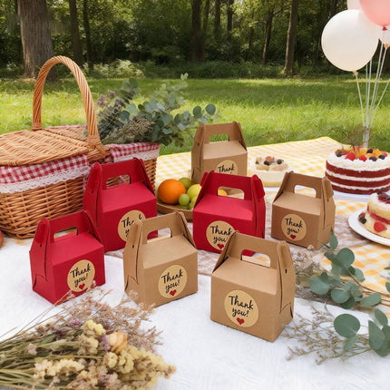 3 Packs Handheld Kraft Paper Gift Boxes with Thank-you Stickers Party Favor Use
