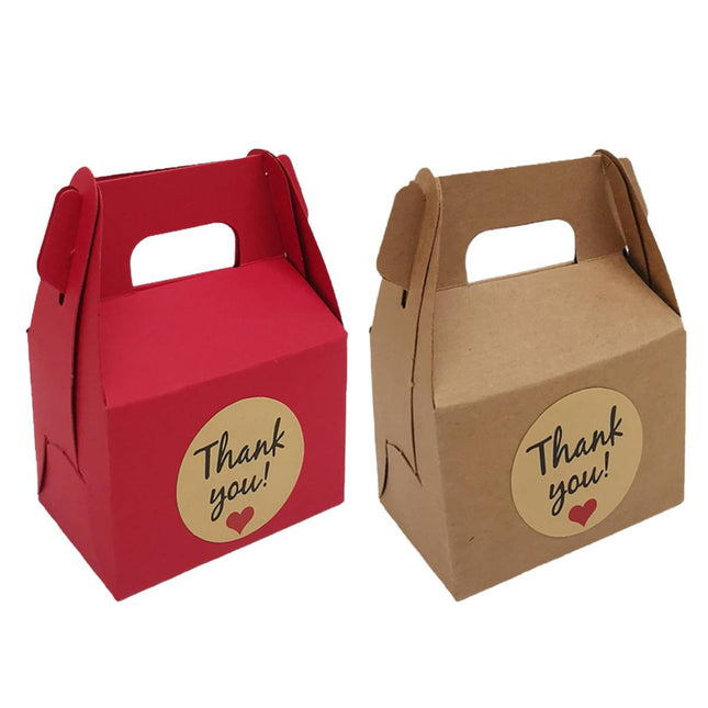 3 Packs Handheld Kraft Paper Gift Boxes with Thank-you Stickers Party Favor Use