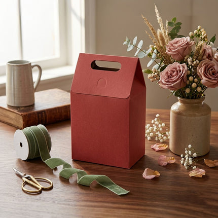 Red Gable Gift Boxes 30 Pack Handle S M L 10 to 26.5cm