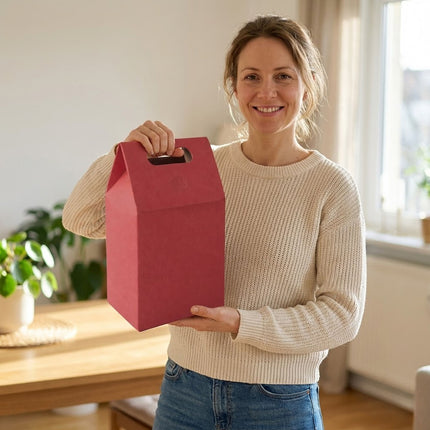 Red Gable Gift Boxes 30 Pack Handle S M L 10 to 26.5cm