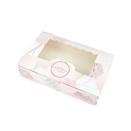 50 Pcs Dessert Gift Box with Clear Window 2 4 6 Piece for Bakery Cake Macaron