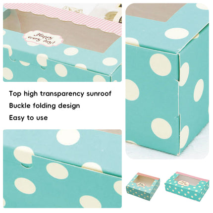 50 Pcs Dessert Gift Box with Clear Window 2 4 6 Piece for Bakery Cake Macaron