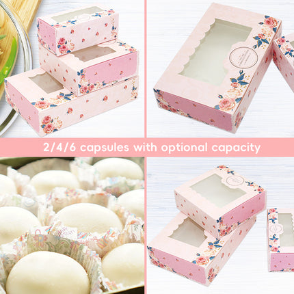 50 Pcs Dessert Gift Box with Clear Window 2 4 6 Piece for Bakery Cake Macaron