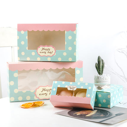 50 Pcs Dessert Gift Box with Clear Window 2 4 6 Piece for Bakery Cake Macaron