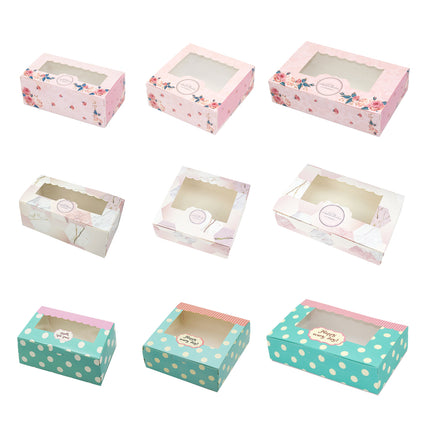 50 Pcs Dessert Gift Box with Clear Window 2 4 6 Piece for Bakery Cake Macaron
