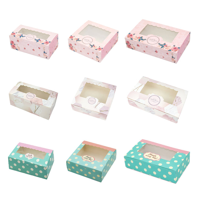 50 Pcs Dessert Gift Box with Clear Window 2 4 6 Piece for Bakery Cake Macaron