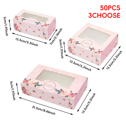 50 Pcs Dessert Gift Box with Clear Window 2 4 6 Piece for Bakery Cake Macaron